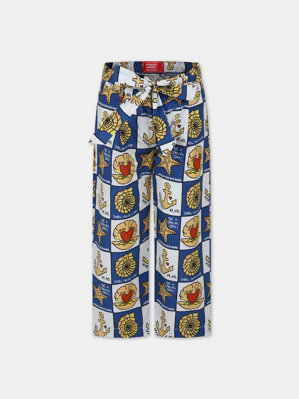 Blue trousers for kids with pop print